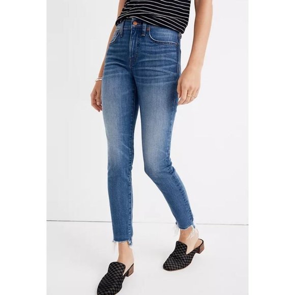 Madewell Denim - Madewell Jeans Womens 26 Skinny 9 Inch High Rise Destructed Hem Crop Denim